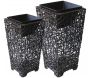 Vases en rotin et métal (Lot de 2)