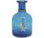 Vase petite bouteille en verre teinté bleu
