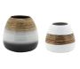 Vases en bambou naturel et blanc