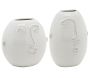 Vases visage en céramique blanche (Lot de 2)