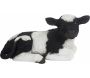 Veau noir et blanc couché en résine