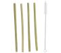 4 pailles en bambou avec goupillon