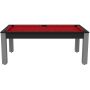 Carbone ; Rouge (plateau) ; Gris grainé (pieds)