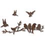 Oiseaux sur branche (effet rouillé)