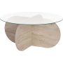 Travertine, verre transparent
