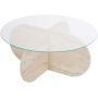 Travertine, verre transparent