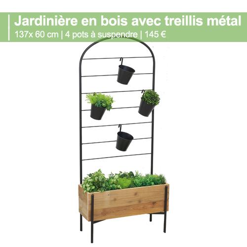 Jardinière murale avec trellis, 3 étages