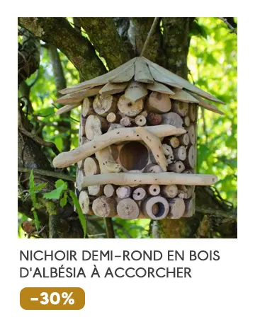 Nichoir demi-rond en bois d'albésia à accorcher