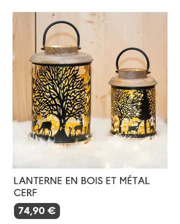 Lanterne en bois et métal Cerf