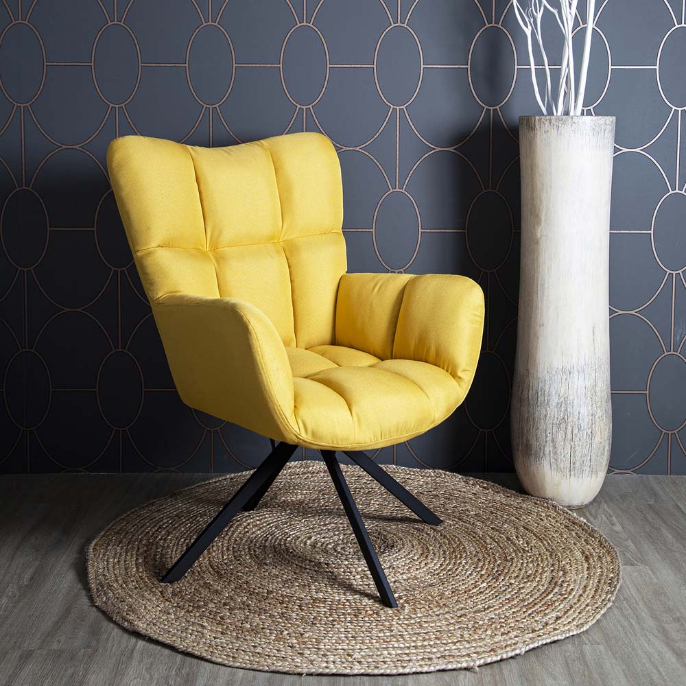 fauteuil-multicolor-tissu-pivotant-jaune