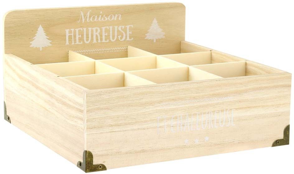 Boite à thé en bois Bienvenue au chalet