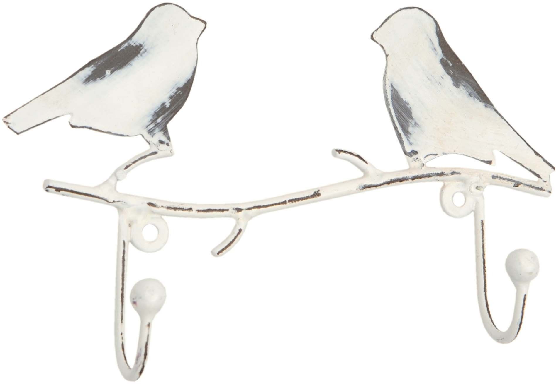 Porte-manteaux en métal 2 crochets oiseaux