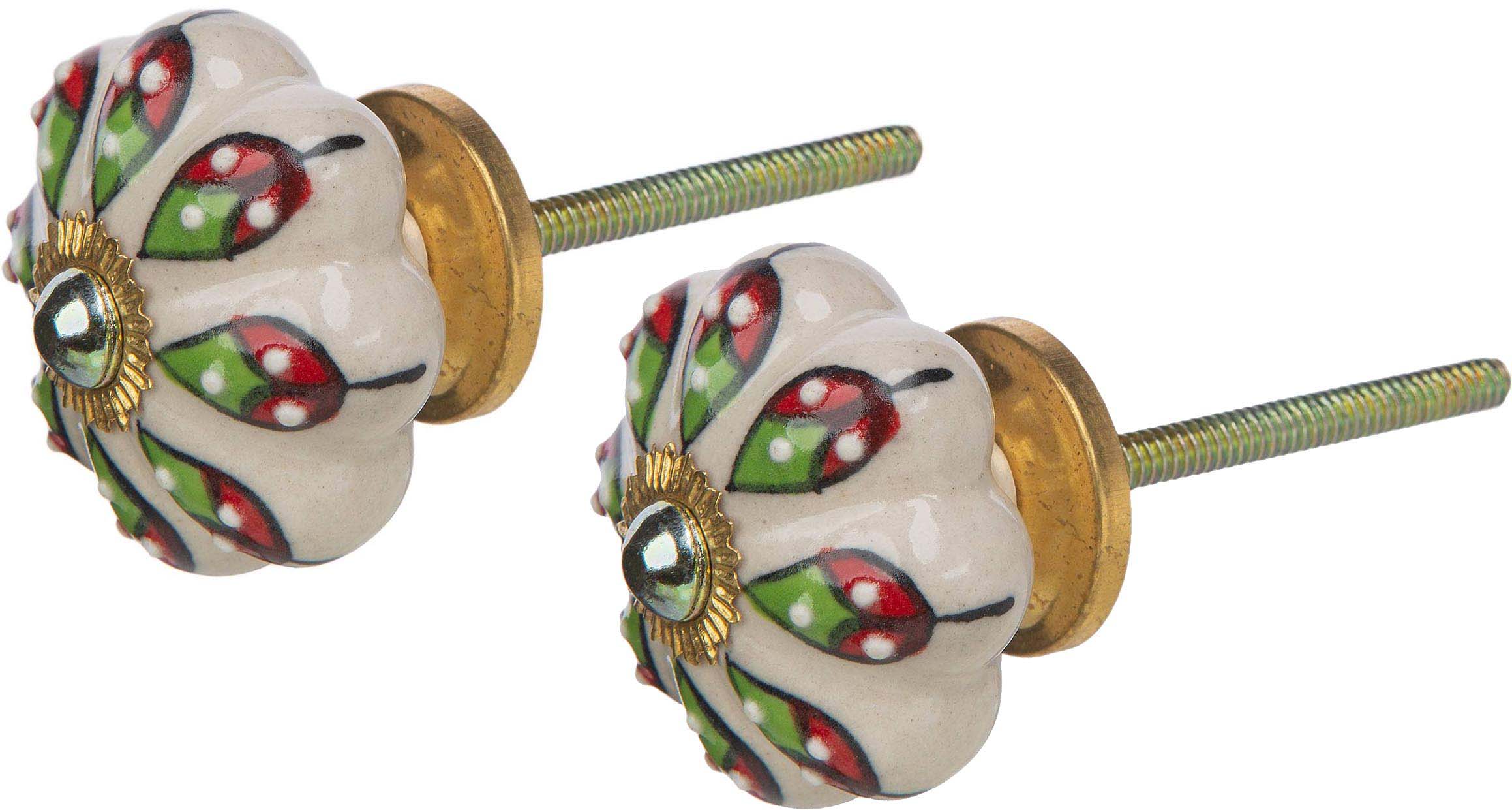 Bouton de porte classique feuilles colorées (Lot de 2)