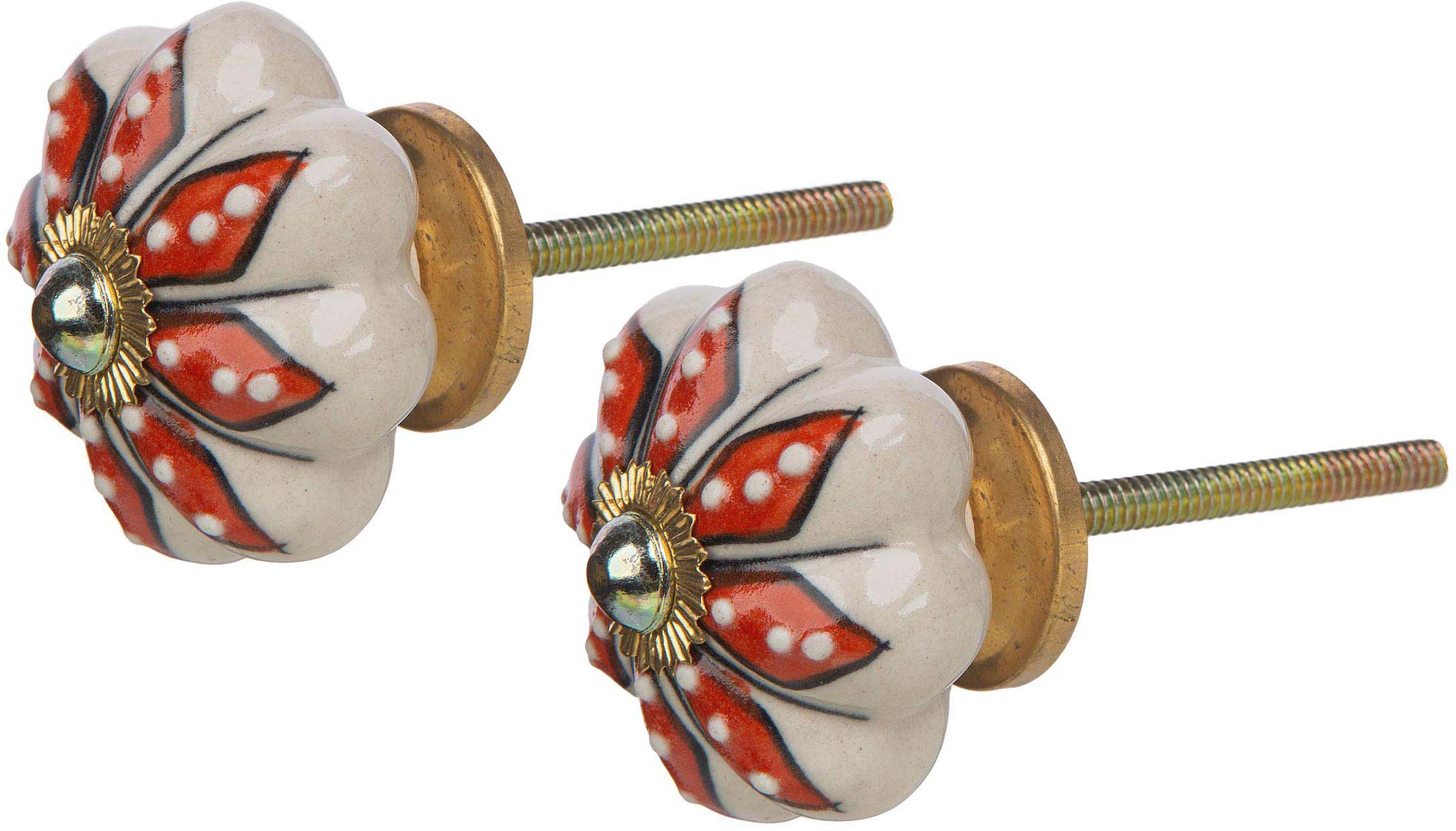 Bouton de porte classique pétales rouges (Lot de 2)