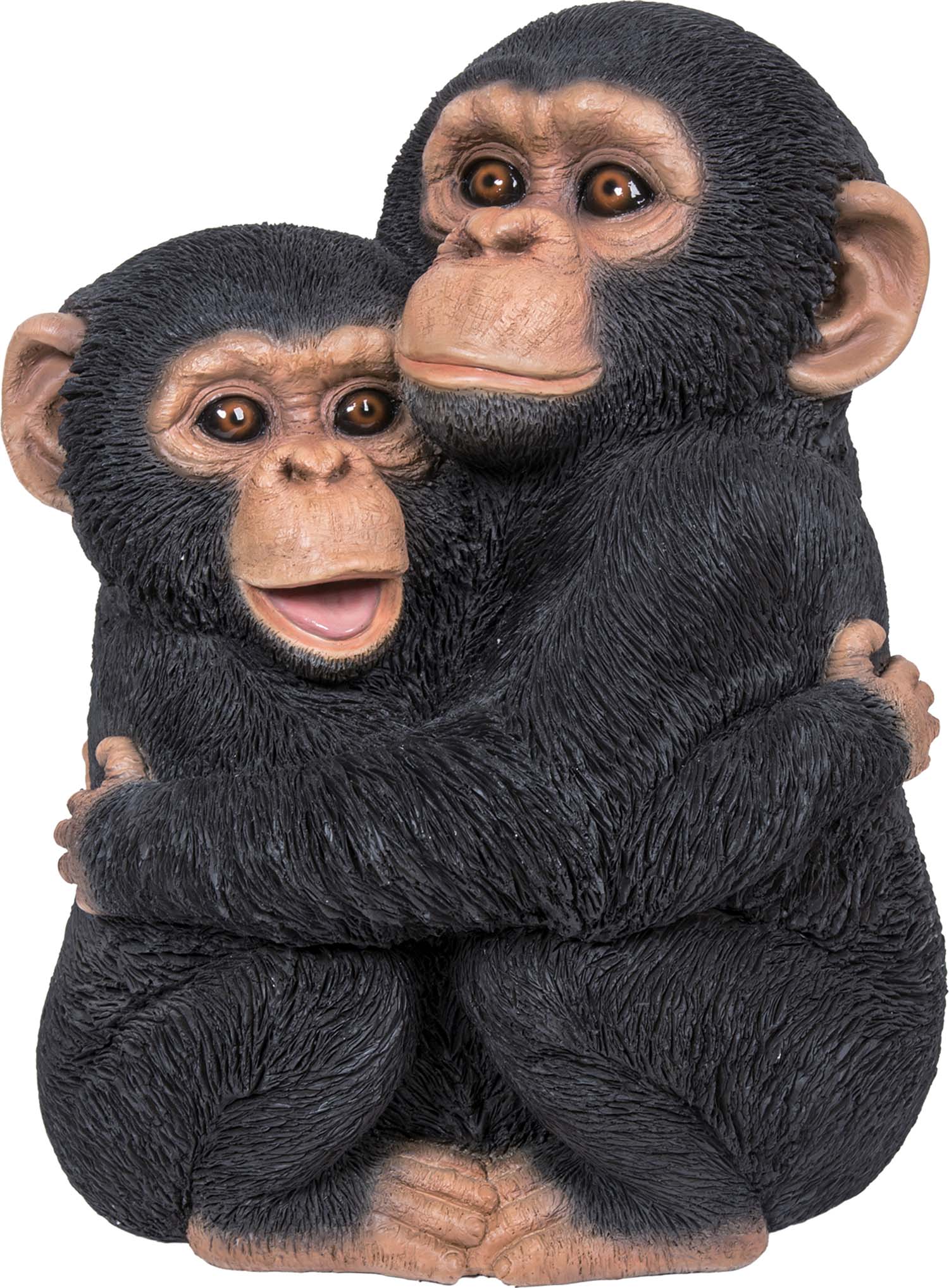Chimpanzés enlacés en résine 35 cm