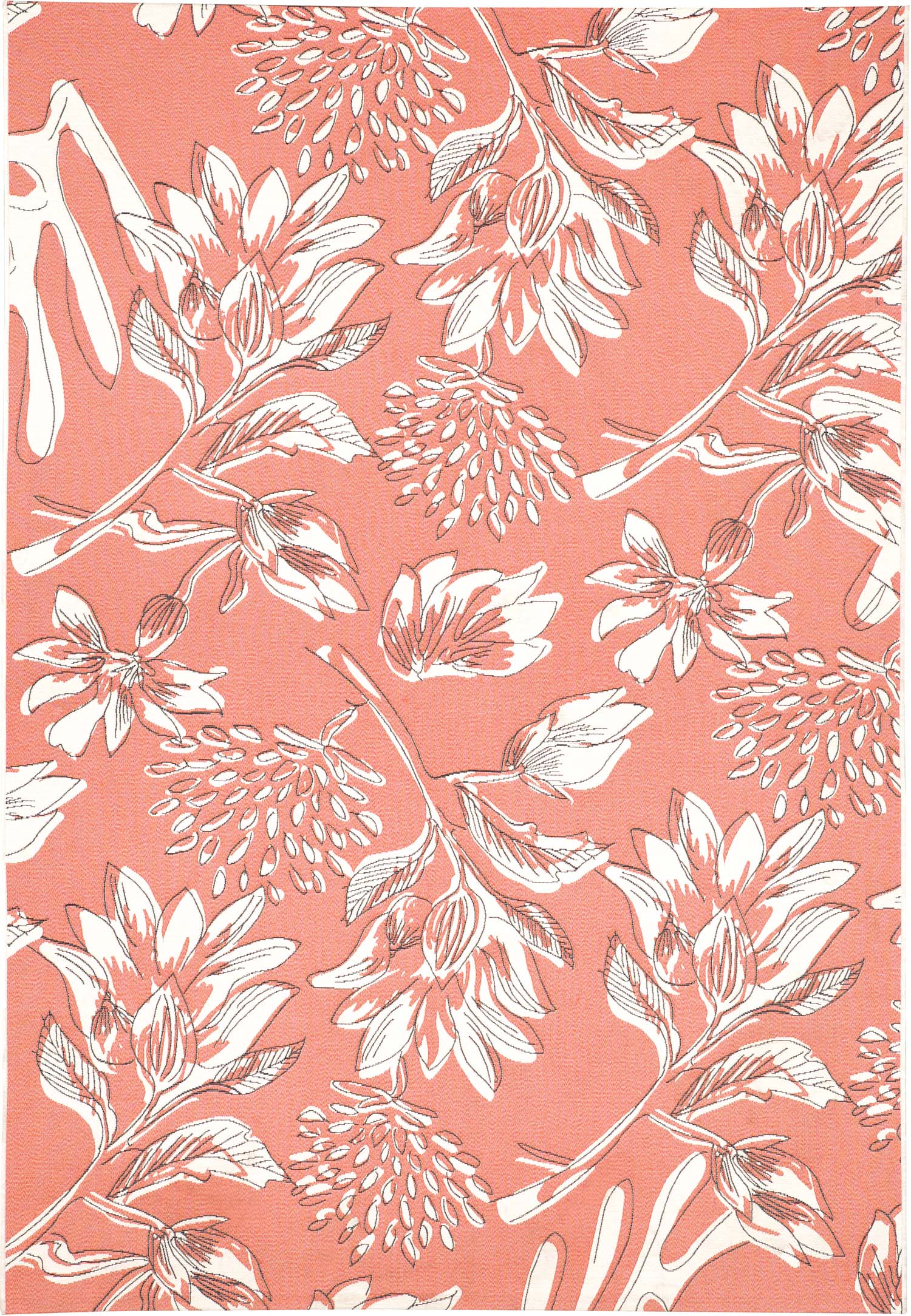 Tapis fleuri corail Porto 230 x 160 cm