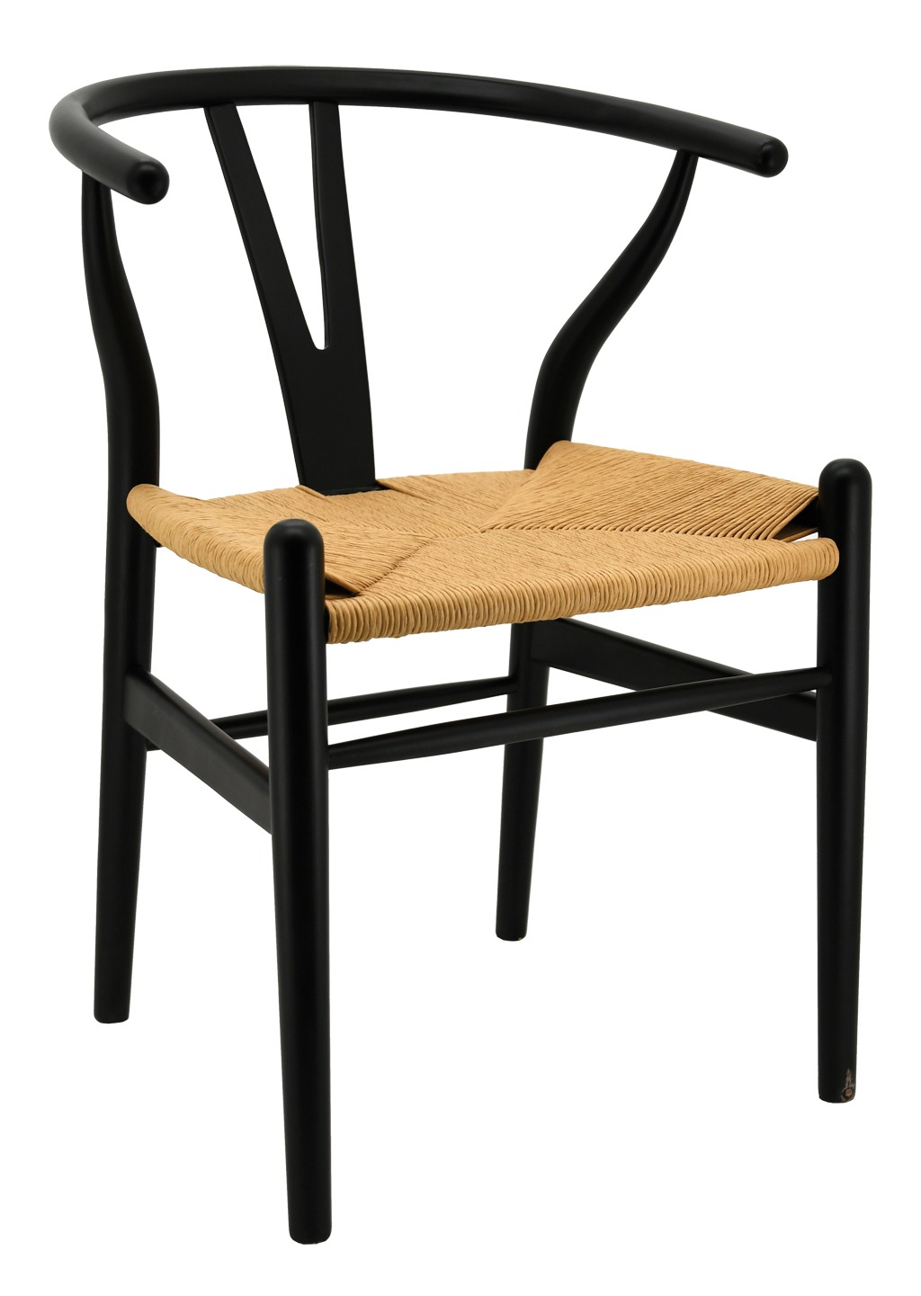 Chaise en bouleau laqué noir et papier cordé