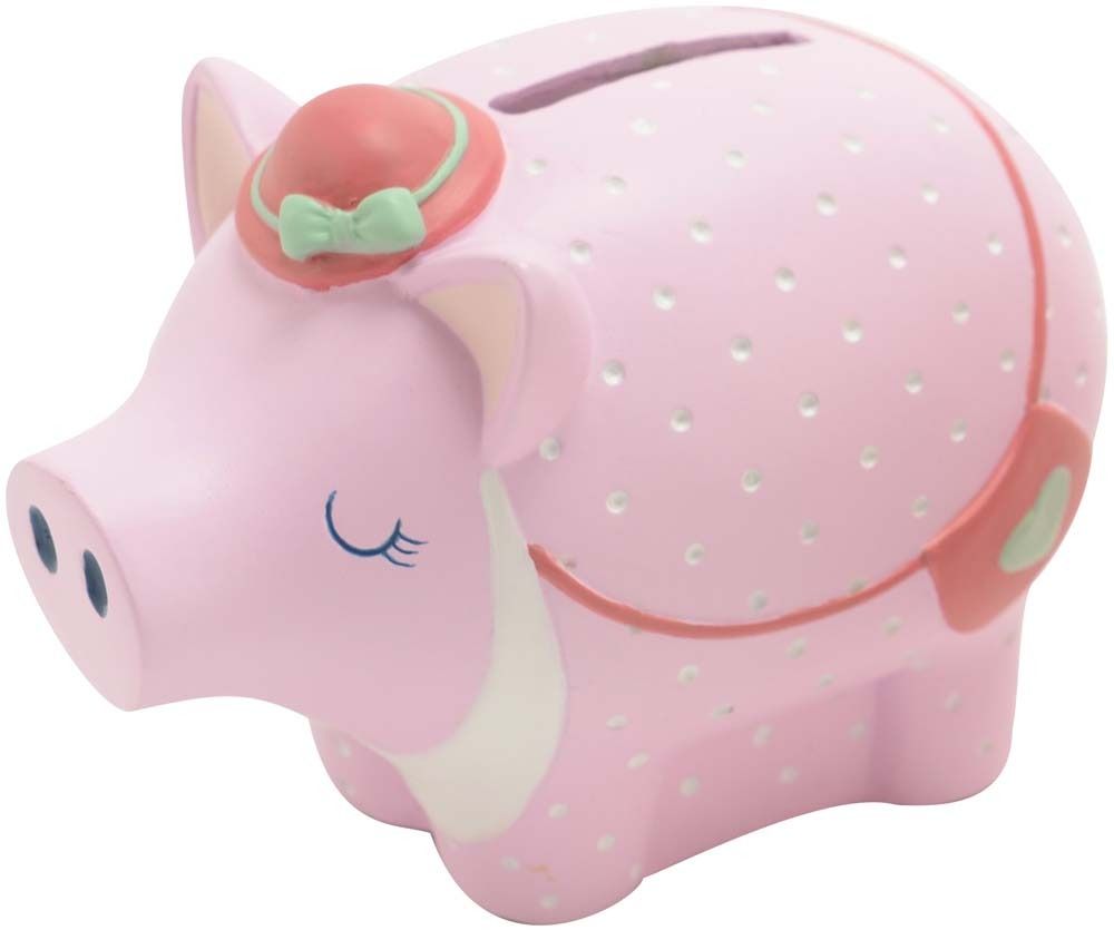 Tirelire cocohon en résine Jade Cochon avec chapeau