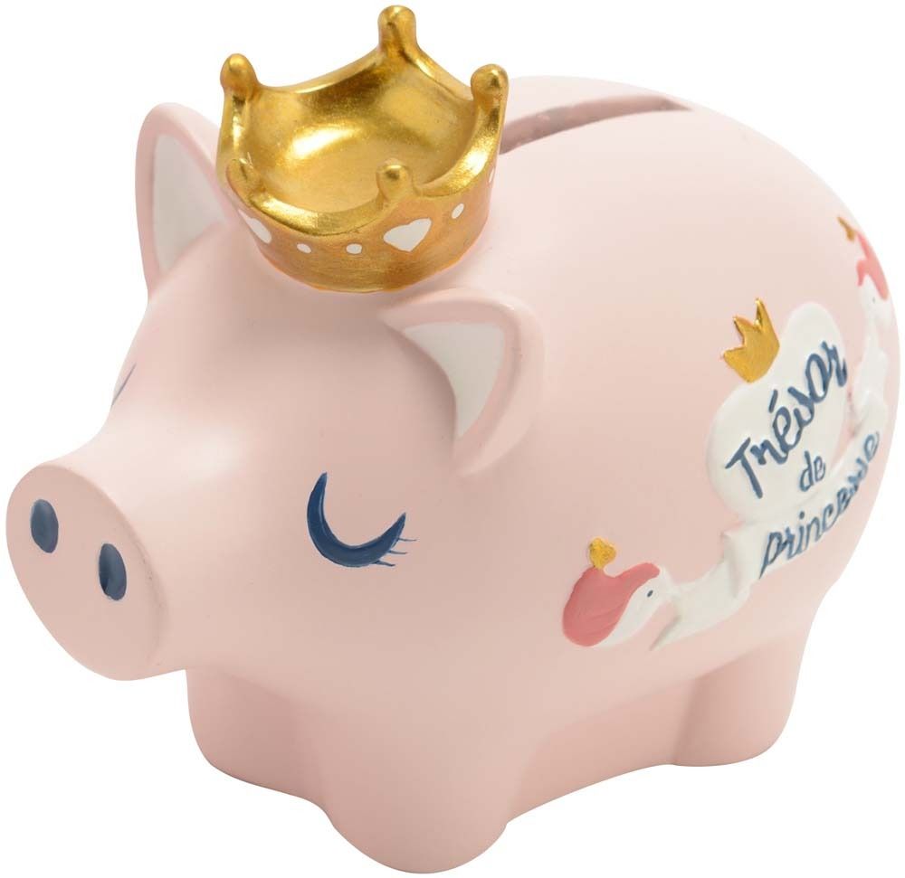 Tirelire cocohon en résine Jade Cochon avec couronne