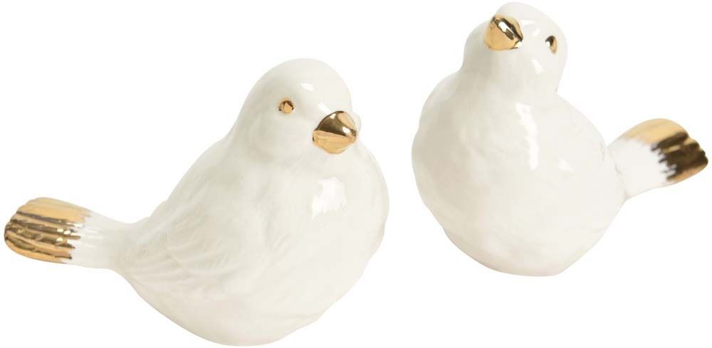 Oiseau blanc et doré en céramique (Lot de 2)
