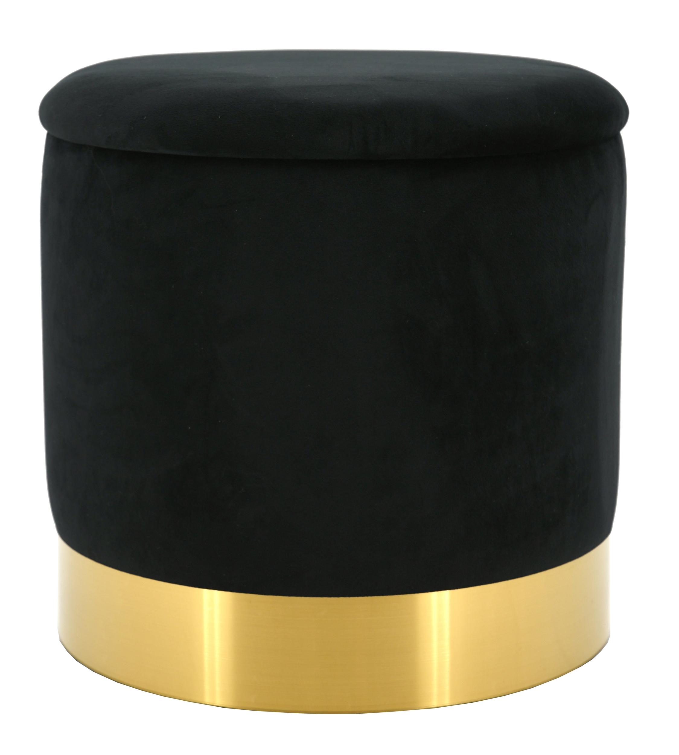 Pouf coffre en velours et métal