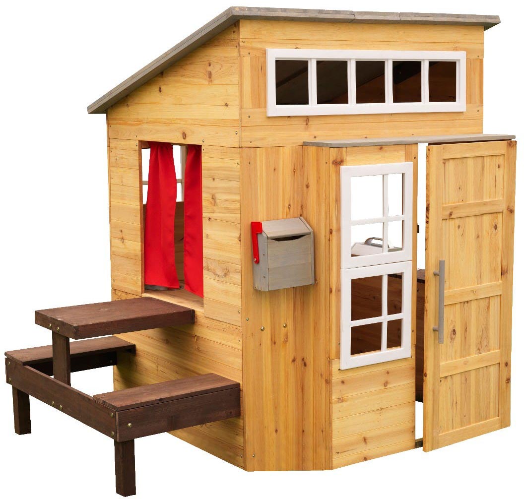 Cabane pour enfants avec table repas en bois