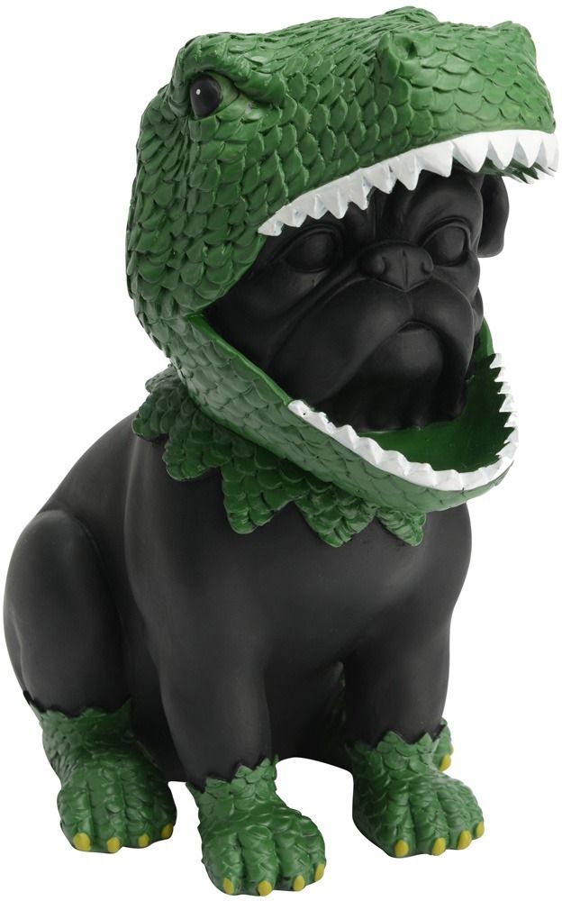 Bouledogue costume T-Rex en résine 21 cm
