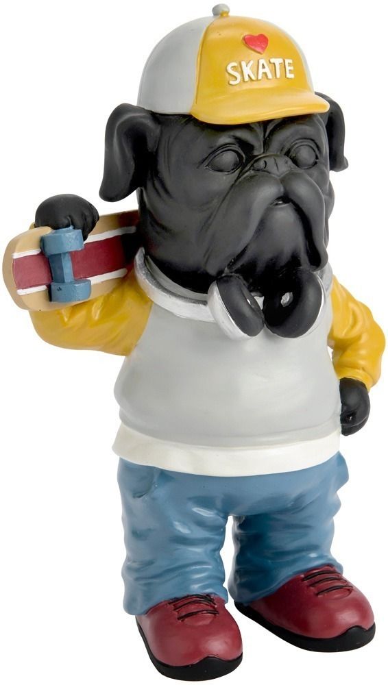 Chien skateur en résine 21 cm