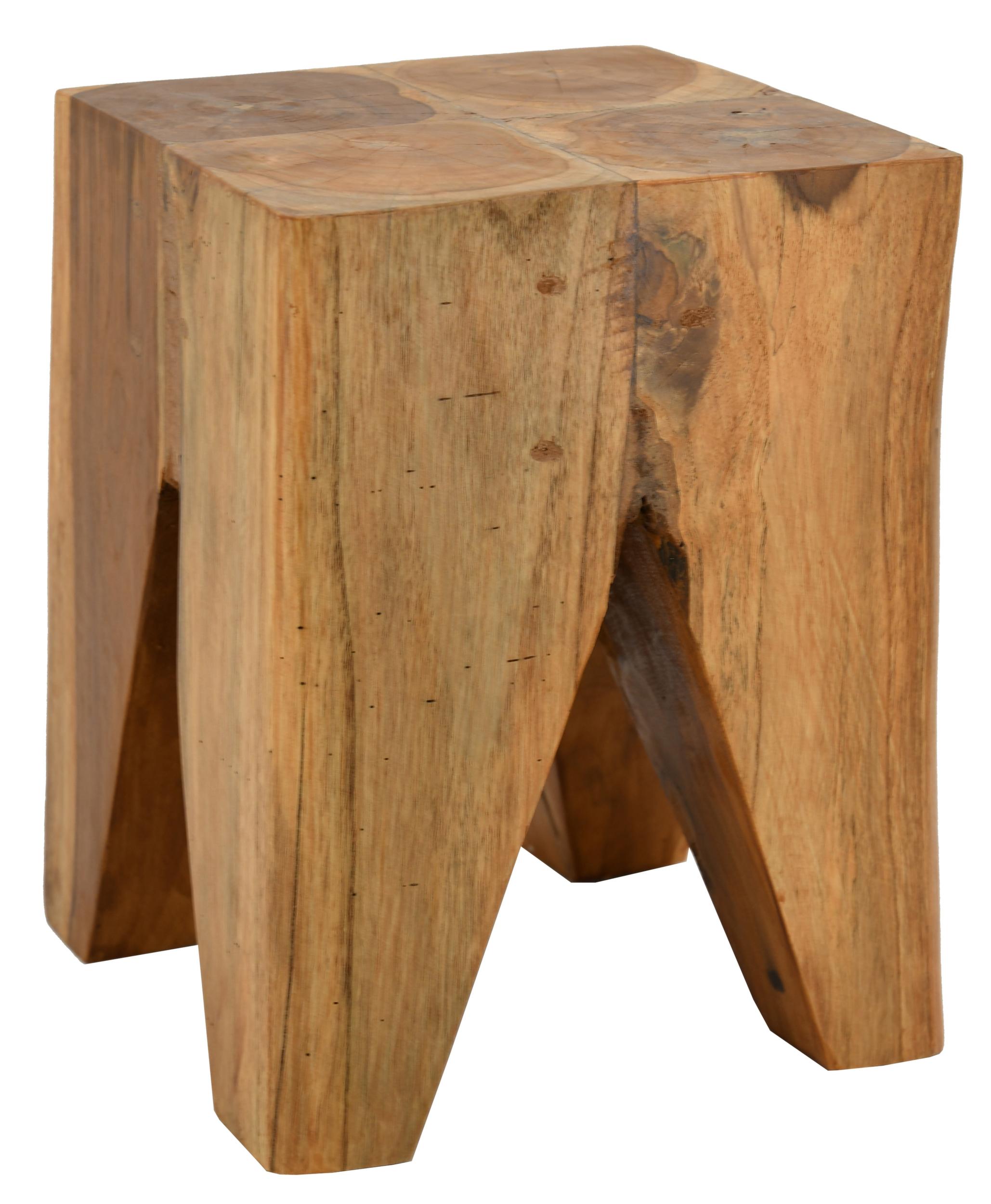 Tabouret carré en teck massif Gru