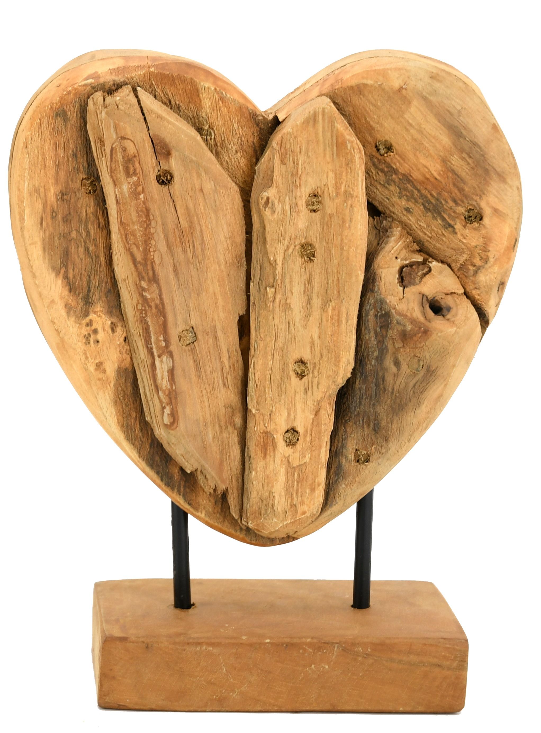 Coeur en teck sur socle Petit modèle