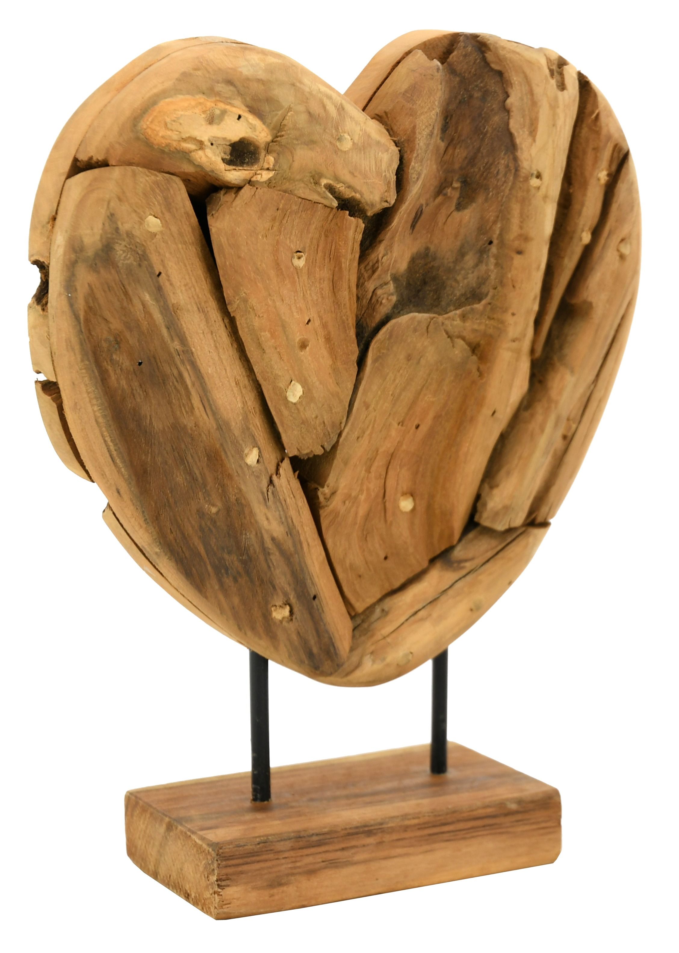 Coeur en teck sur socle Grand modèle