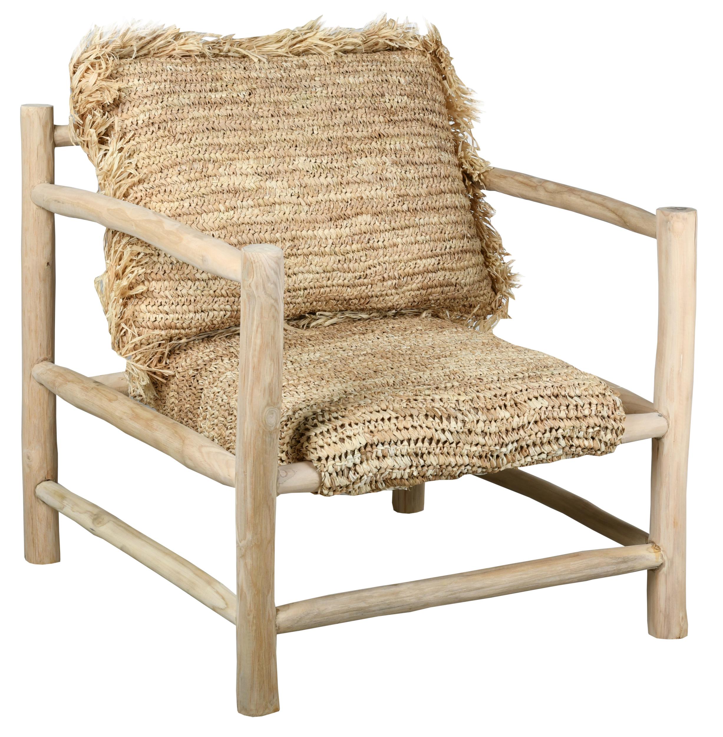 Fauteuil design en teck et sisal Arthur