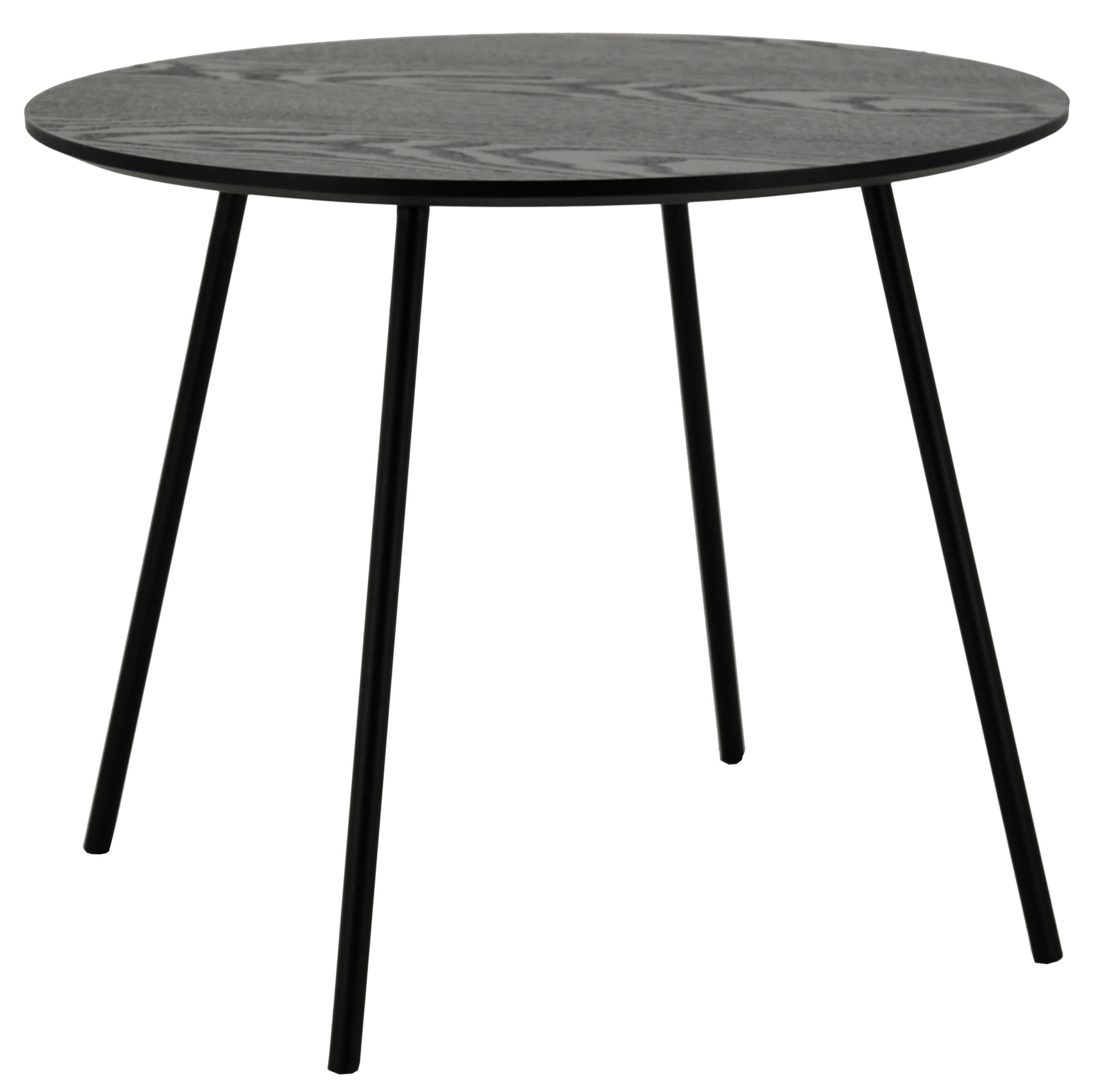 Table ronde avec plateau plaquage frêne noir
