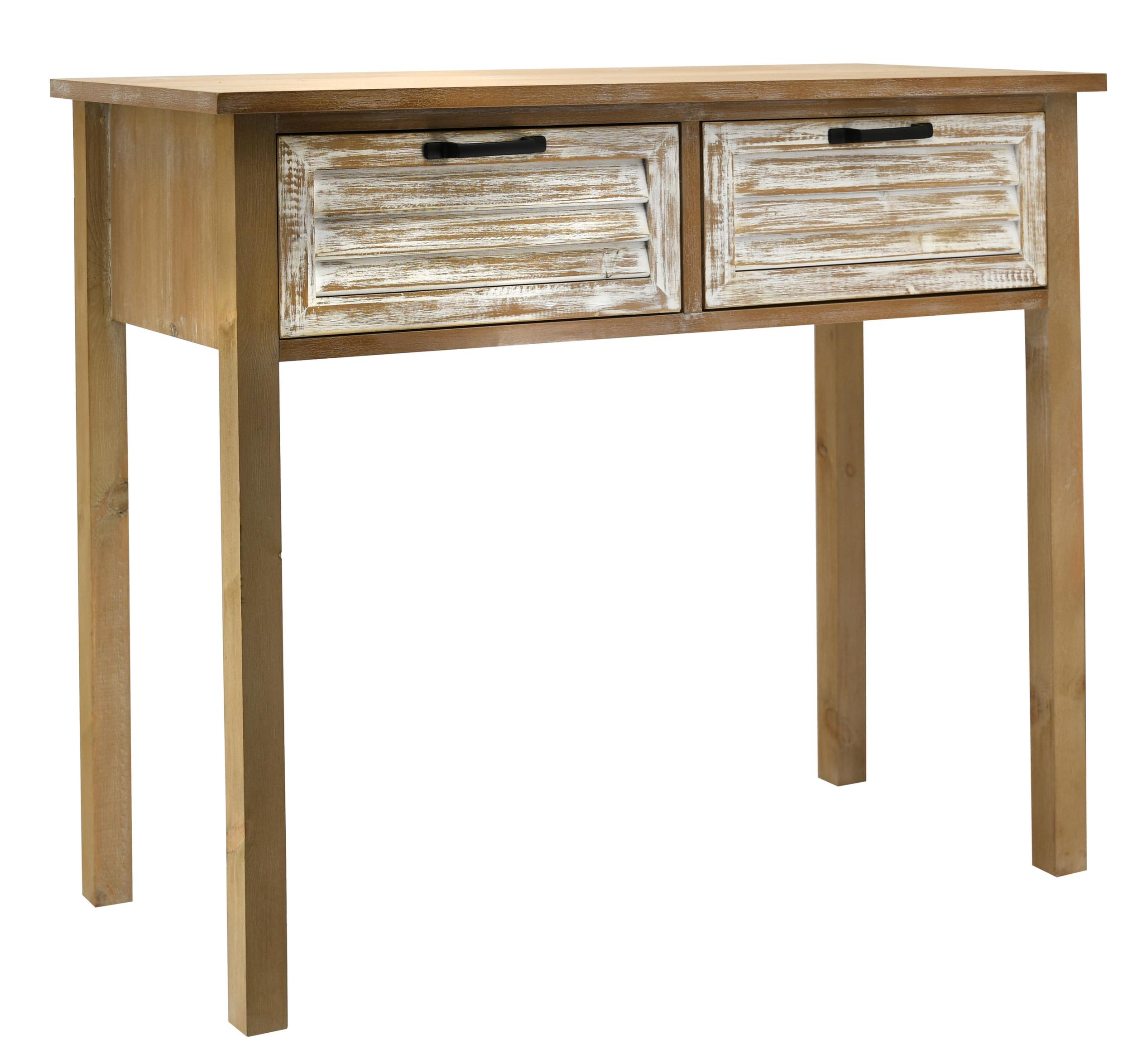 Console en bois naturel et cérusé Ancenia