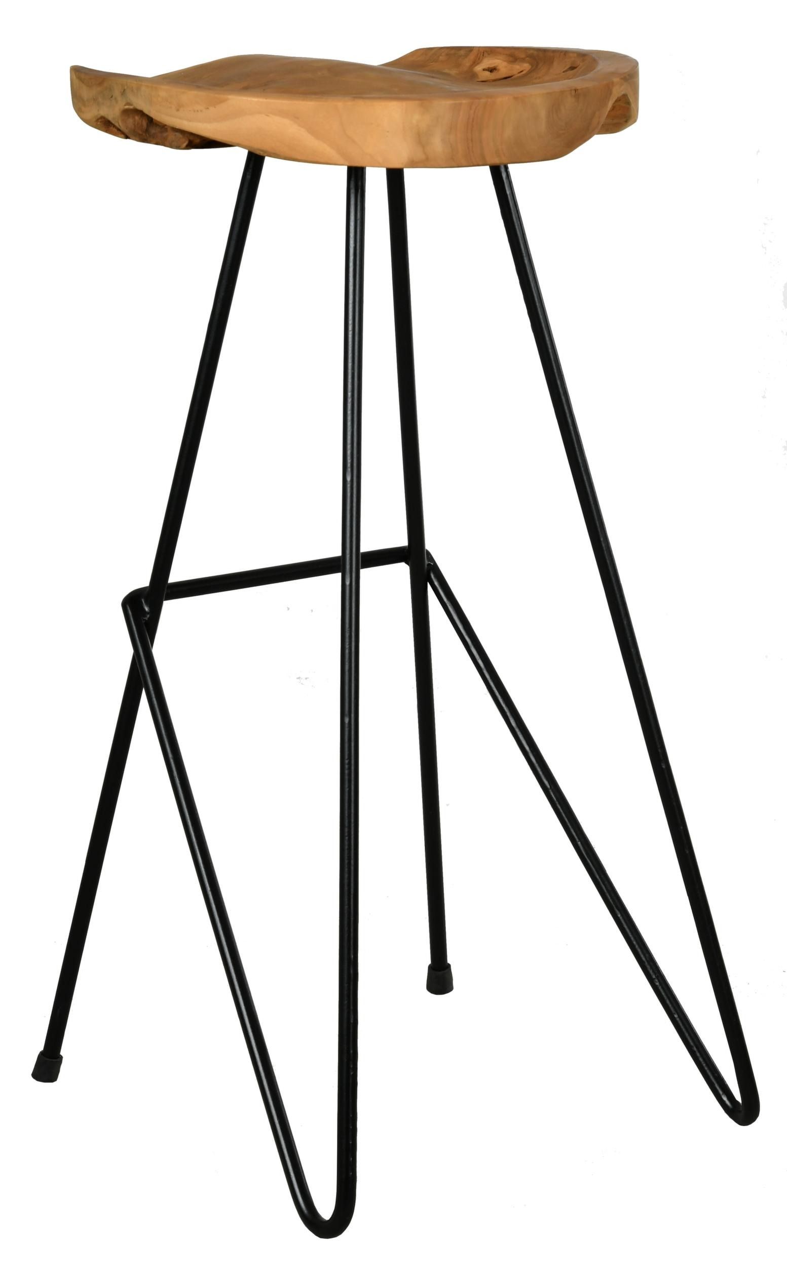 Tabouret de bar en teck et métal Elanga