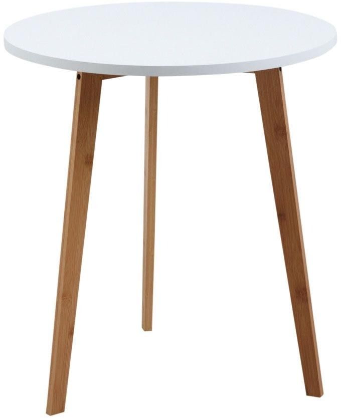 Table d'appoint ronde en bois et MDF laqué blanc