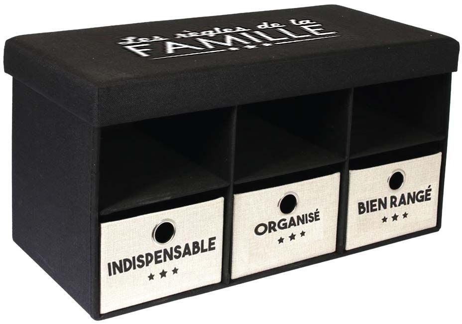 Coffre banc pliable avec rangements Inscriptions