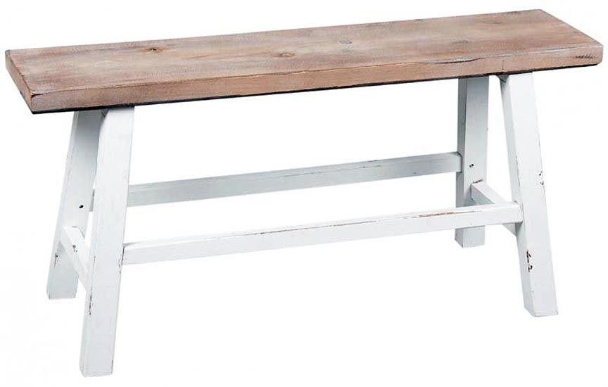 Banc blanc et bois naturel Baki