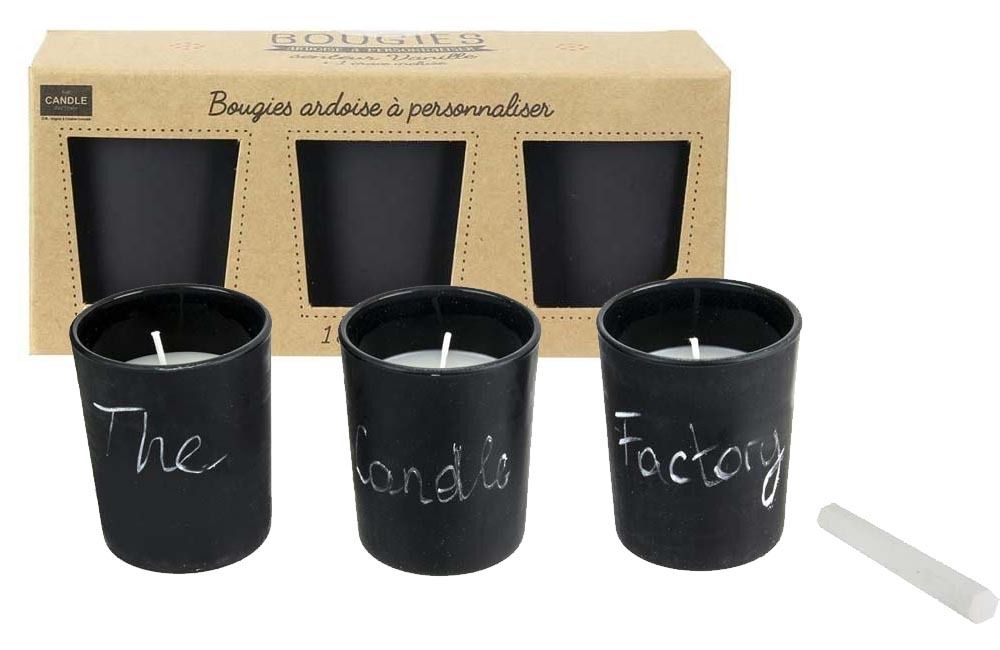 Pack 3 bougies ardoise senteur vanille Factory