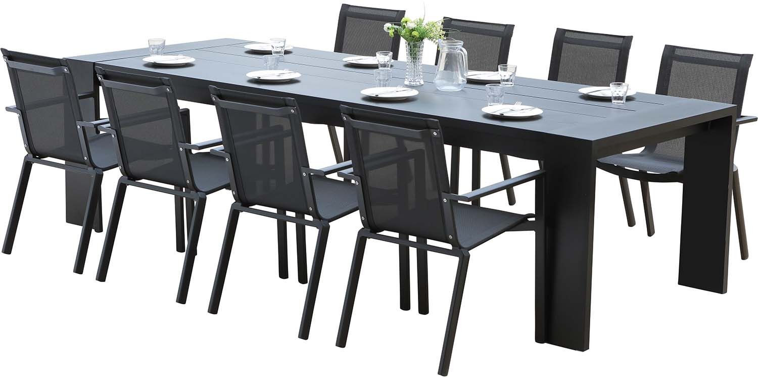 Salon de jardin en aluminium gris Ibiza 8 personnes