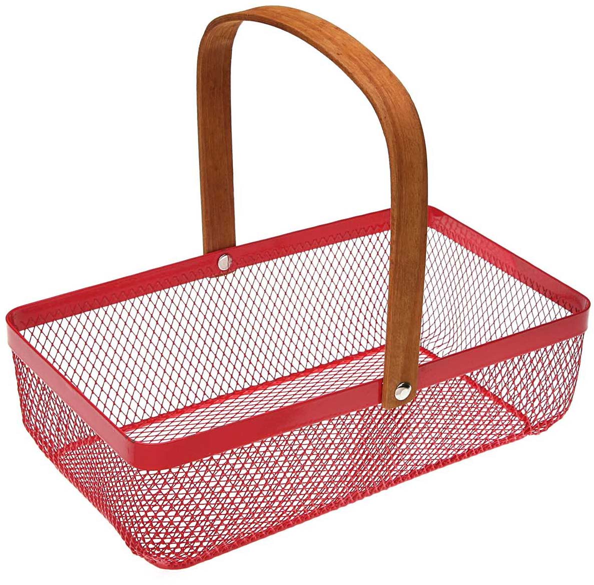 Panier rectangulaire en métal ajouré et rotin