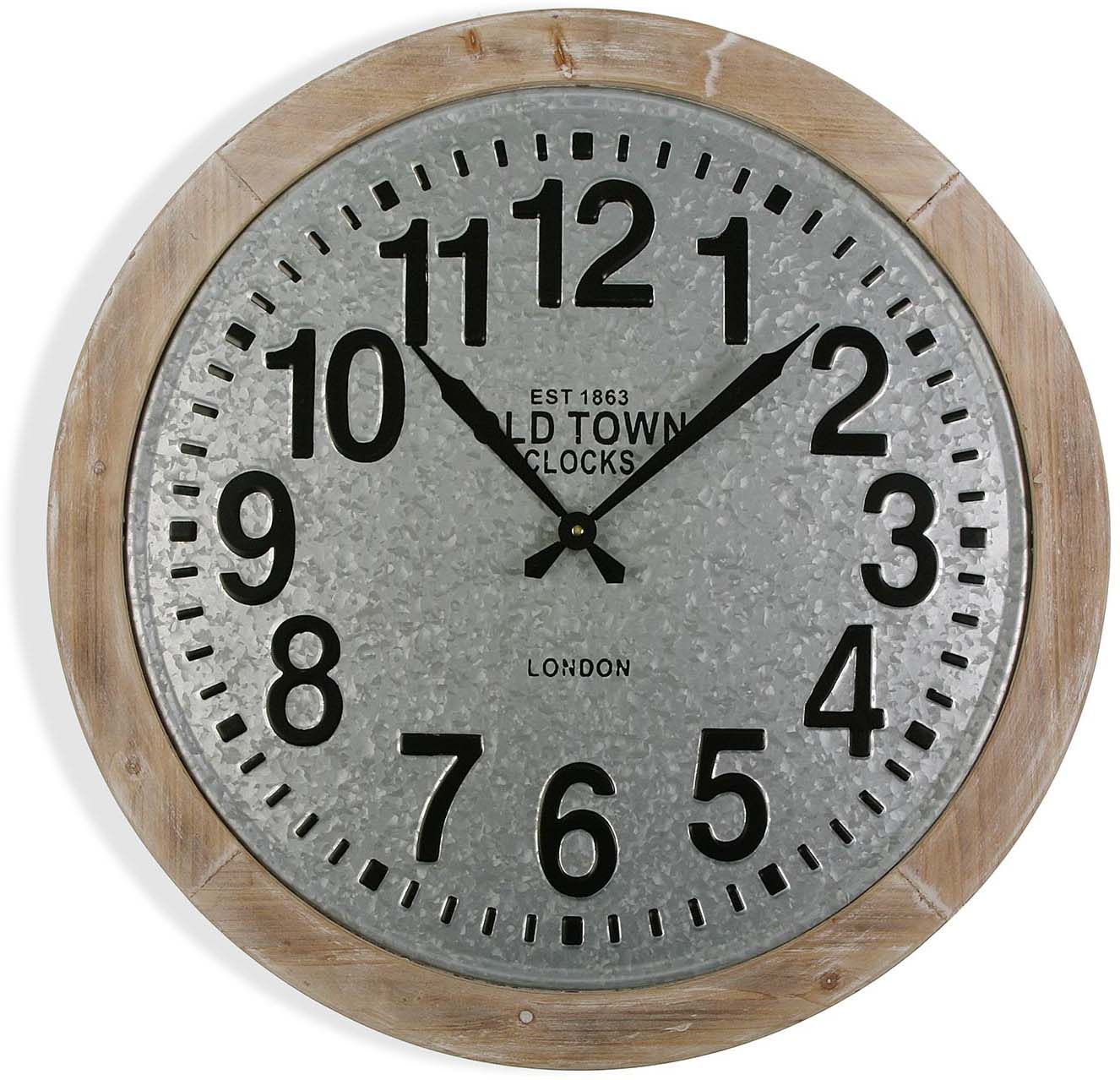 Horloge bois et métal old town 70 cm