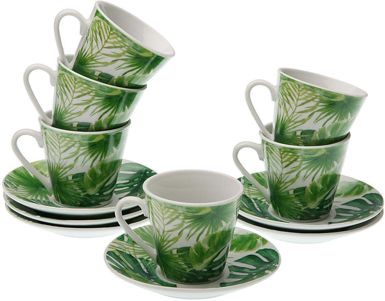 Tasse avec soucoupe Hojas (Lot de 6) Tasses à café