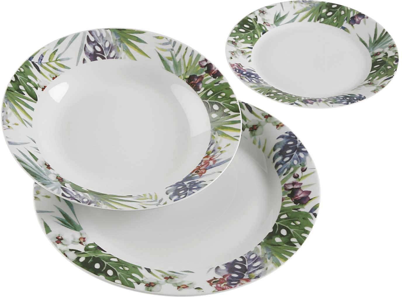 Service 18 assiettes en porcelaine Tropical