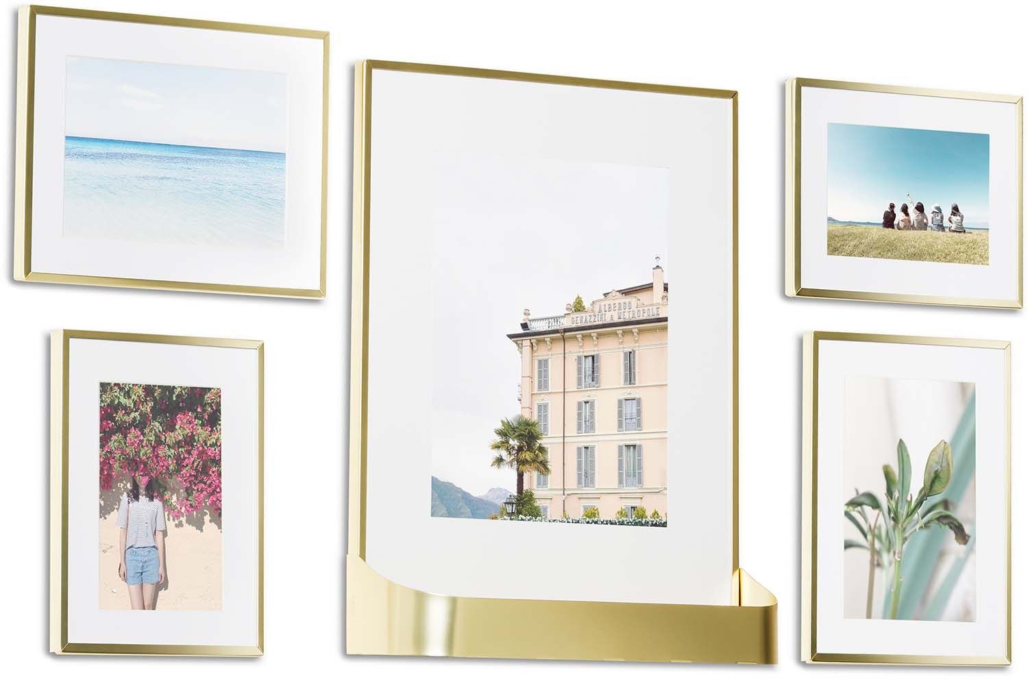Ensemble 5 cadres photos dorés Matinée