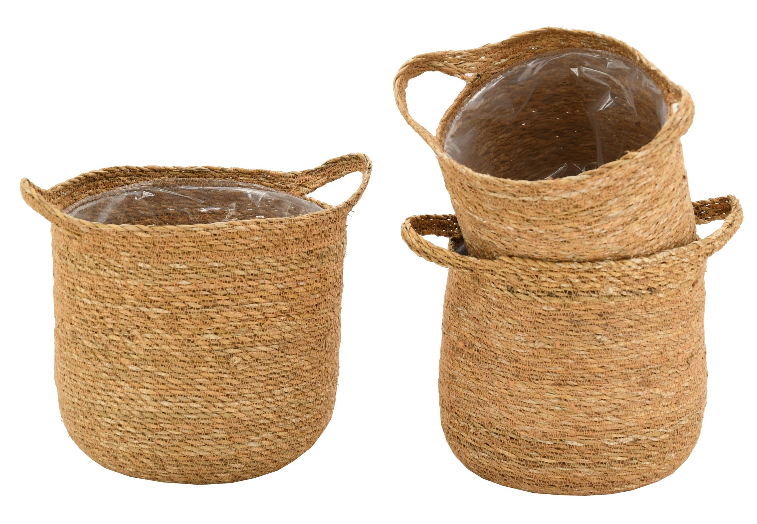 Cache-pots ronds en jonc (Lot de 3)