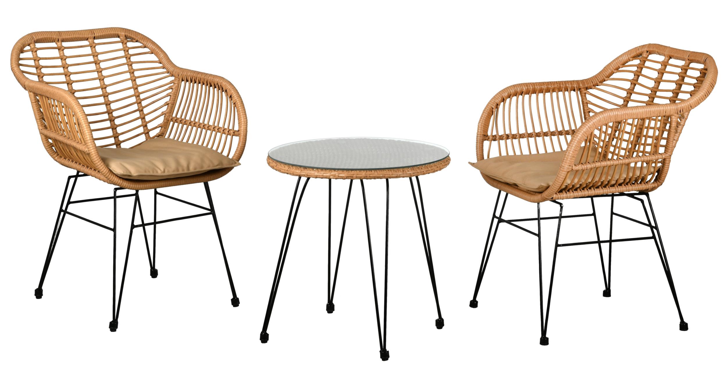 Salon 3 pièces en rotin synthétique Eden