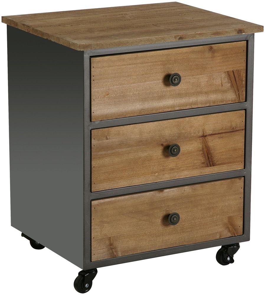 Table de nuit en bois et métal Malvin