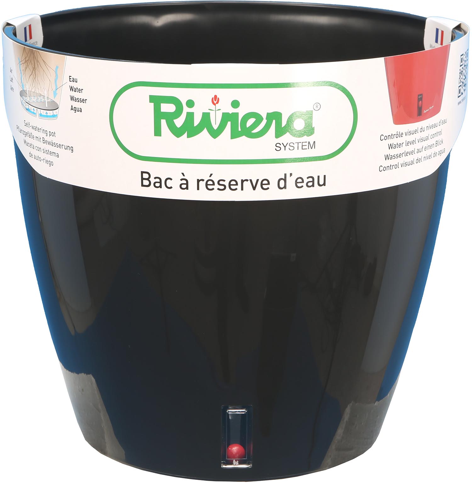 Pot en plastique rond avec réserve d'eau 30 cm Eva