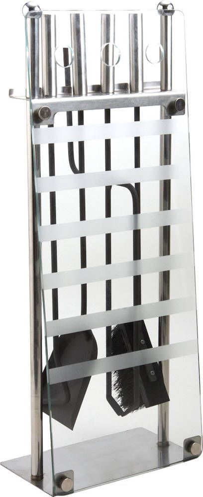 Valet de cheminée moderne métal et verre